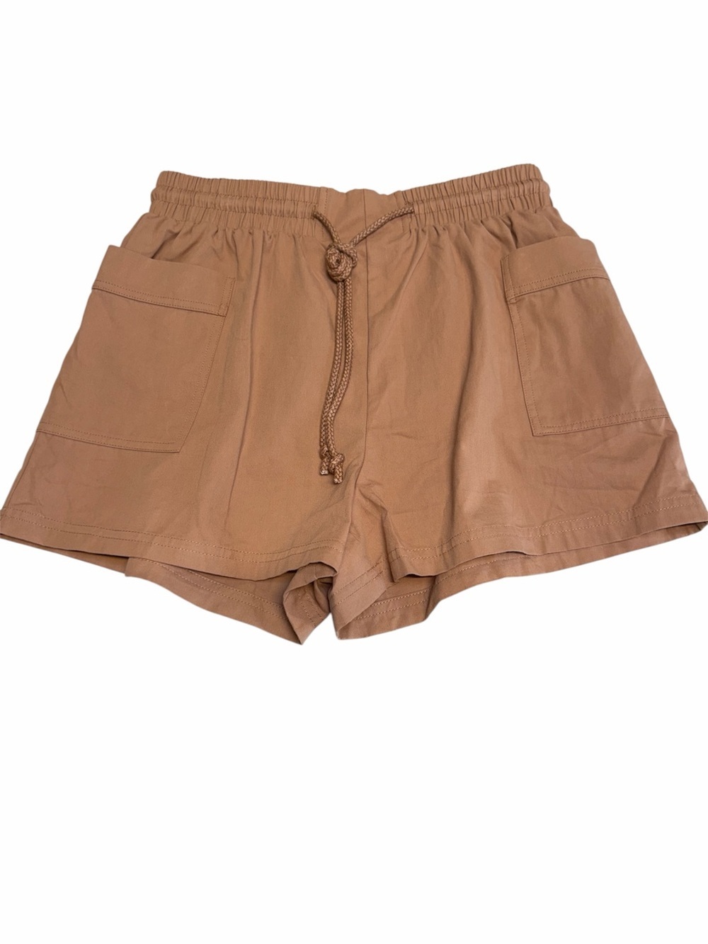3/$20 Cargo High Rise 100% Cotton Shorts Womens Summer Tan Elastic Waist Outdoor